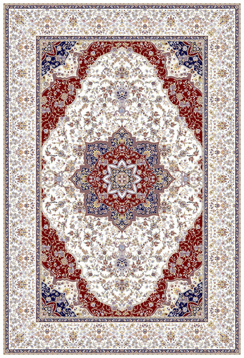 Anahita Collection Rug -Imperial Medallion in Cream and Red- Rugs Direct 