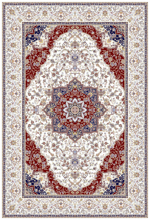 Anahita Collection Rug -Imperial Medallion in Cream and Red- Rugs Direct 