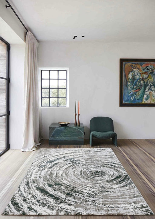 Rustic Swirl Pattern Platinum Rug- Rugs Direct