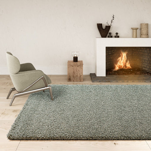 Twilight Shaggy Earthy Green Colour Rug- Rugs Direct