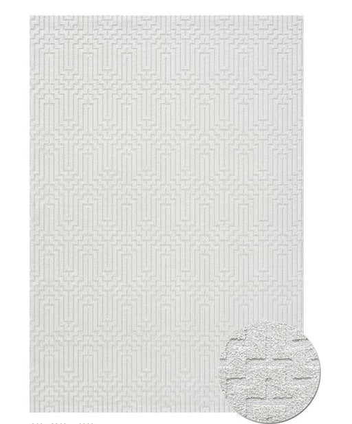 Geometric Ivory Textured Trentino Rug- Rugs Direct