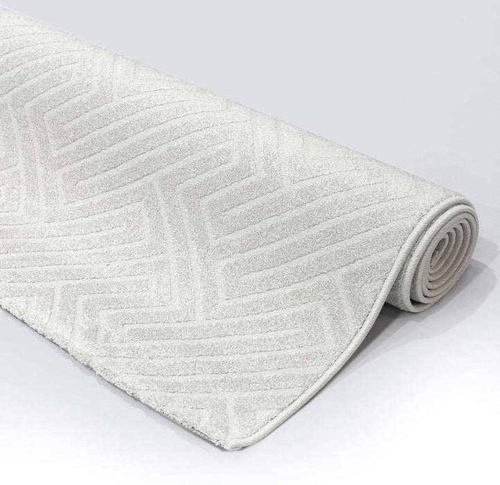 Luxurious Geometric Ivory Textured Trentino Rug- rugs Direct