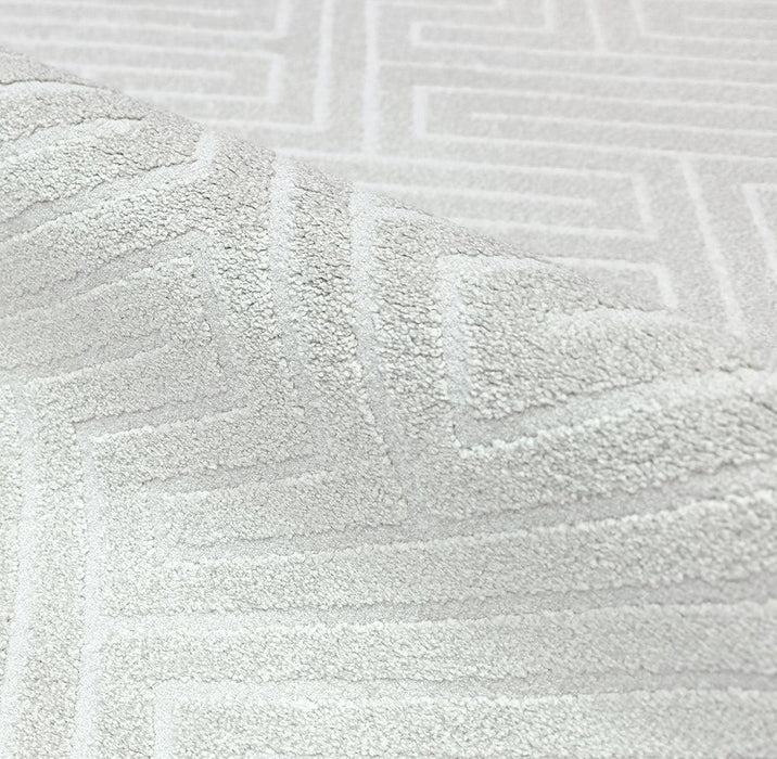 Luxurious Geometric Ivory Textured Trentino Rug- rugs Direct