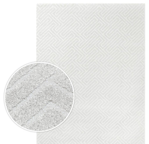 Luxurious Geometric Ivory Textured Trentino Rug- rugs Direct