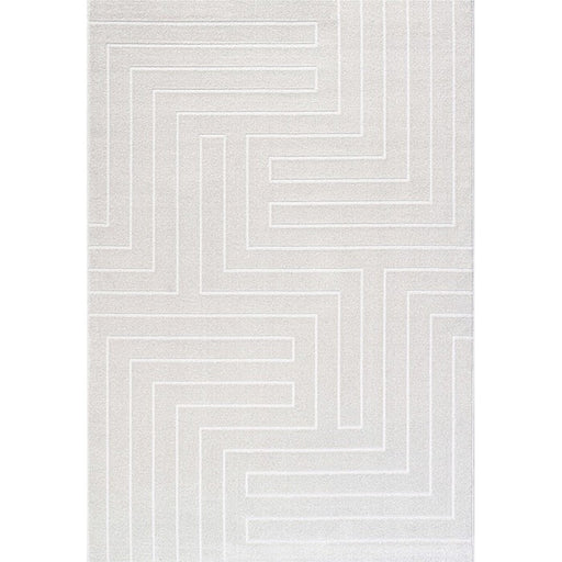 Geometric Ivory Textured Trentino Rug (41069-6161)-Rugs Direct