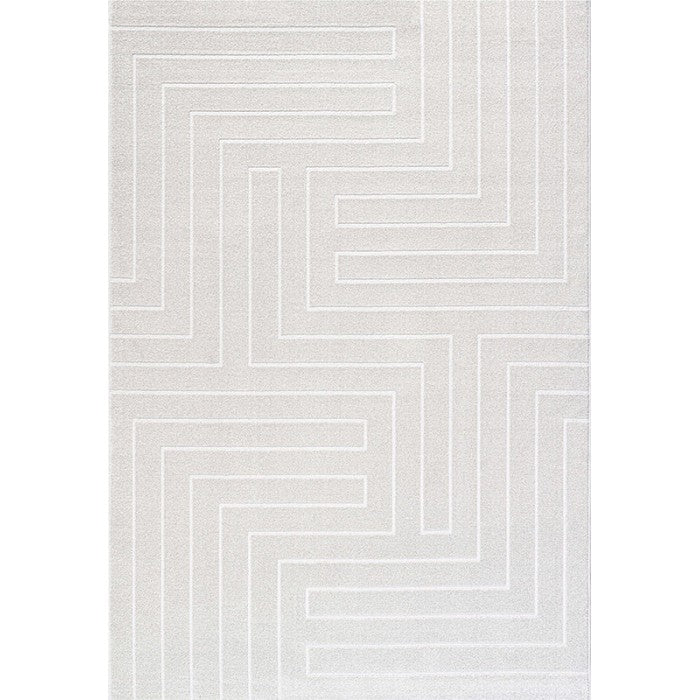 Geometric Ivory Textured Trentino Rug (41069-6161)-Rugs Direct