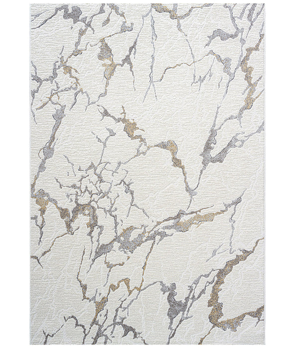 Abstract Design Ivory & Gold Valentino Rug Size: 160 x 230cm-Rugs Direct