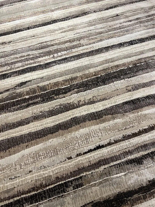 Earthy Stripes Contemporary Argentum Rug Size: 200 x 290cm- Rugs Direct