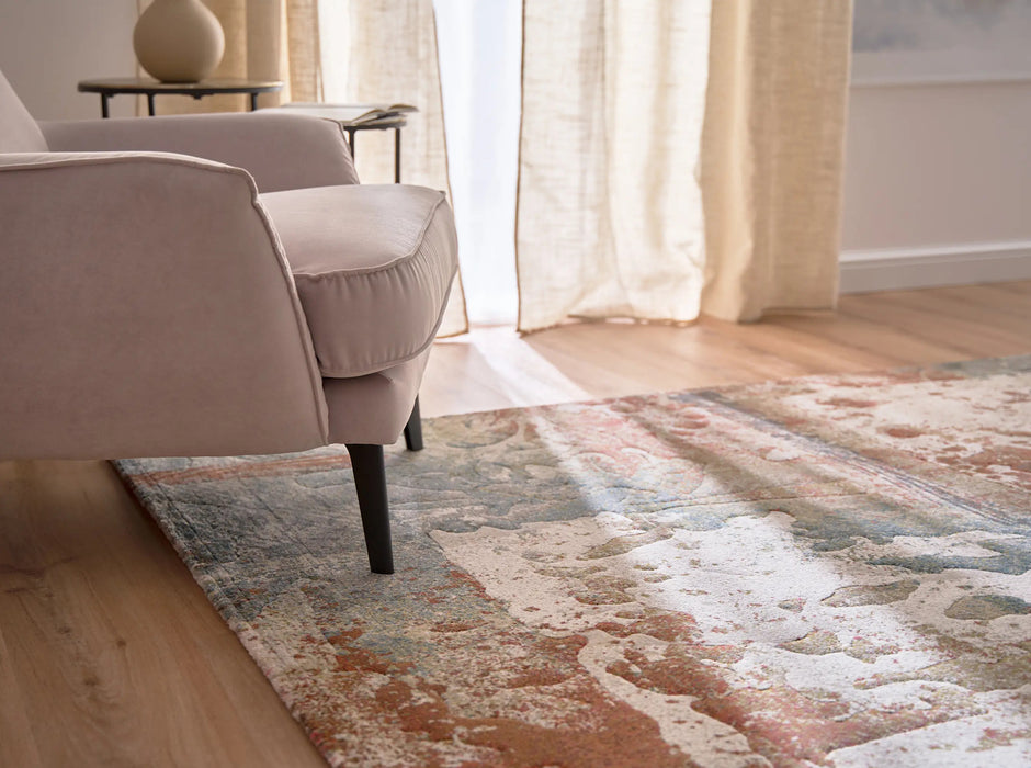 Distressed Canvas Argentum Rug-Rugs Direct