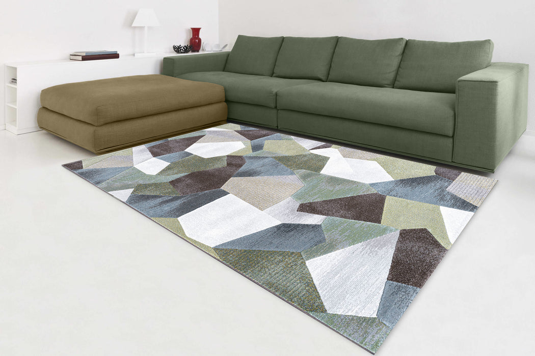 Abstract Geometric Design Argentum Rug- Rugs Direct