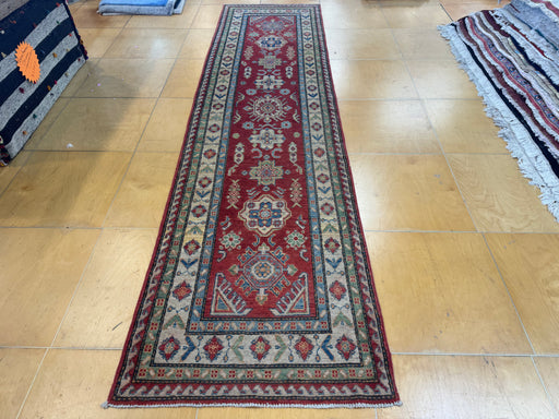 Afghan Hand Knotted Kazak Hallway Runner Size: 82 x 314cm- Rugs Direct