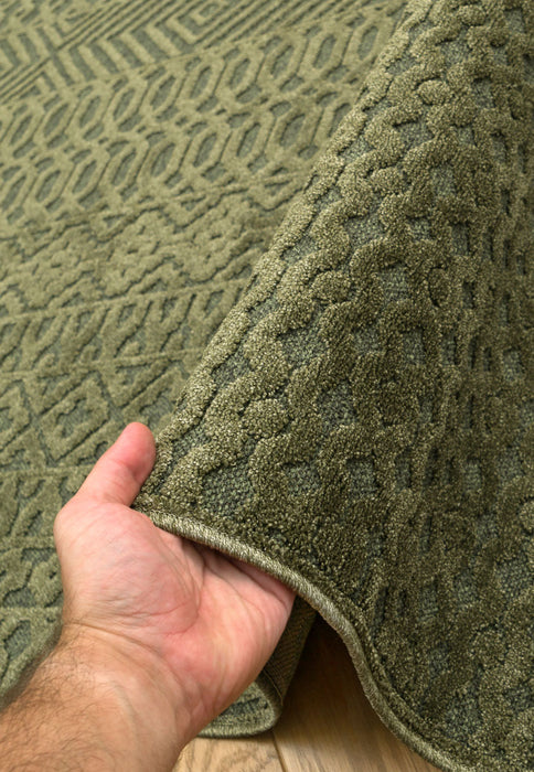 Modern Green Textured Tweed Rug- Rugs Direct