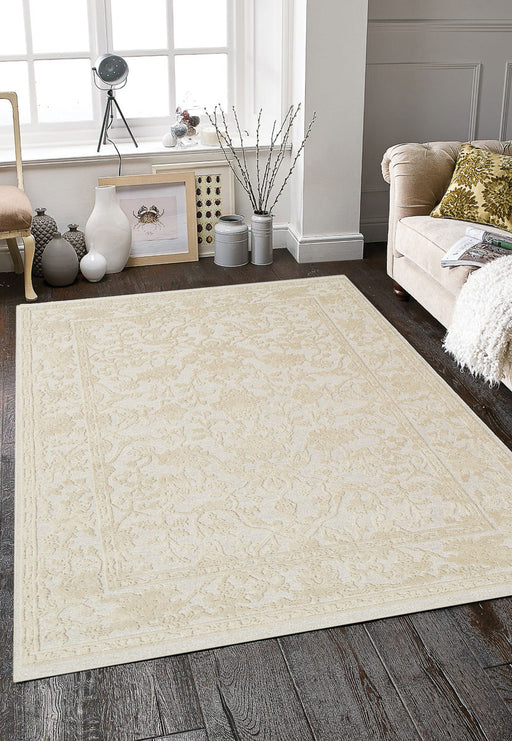 Vintage Design Cream Textured Tweed Rug- Rugs Direct