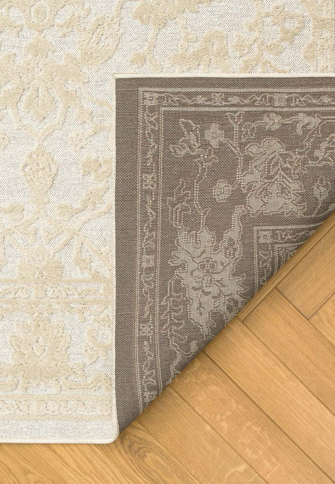 Vintage Design Cream Textured Tweed Rug- Rugs Direct