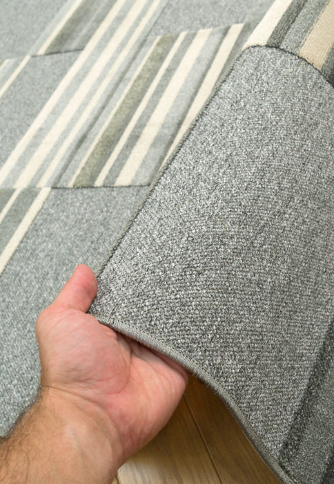 Contemporary Grey Striped Tweed Rug- Rugs Direct