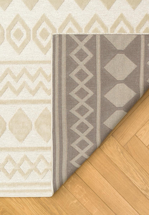 Ivory Tribal Patterned Tweed Rug- Rugs Direct