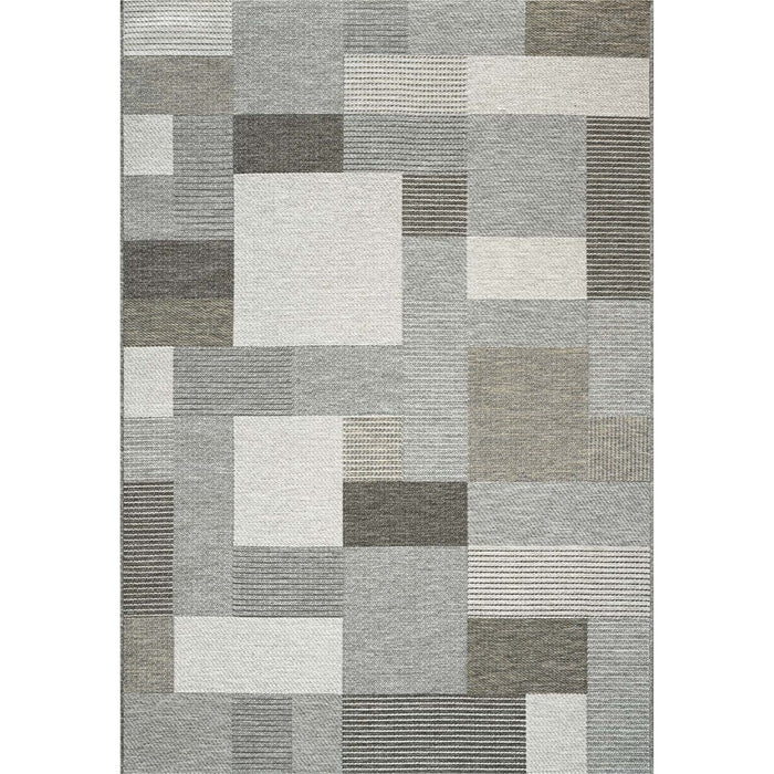 Brighton Indoor/Outdoor Neutral Block Design Flatweave Rug (98064-3073)- Rugs Direct