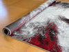 Abstract Modern Design Turkish Aroha Rug in Grey & Red-Rugs Direct