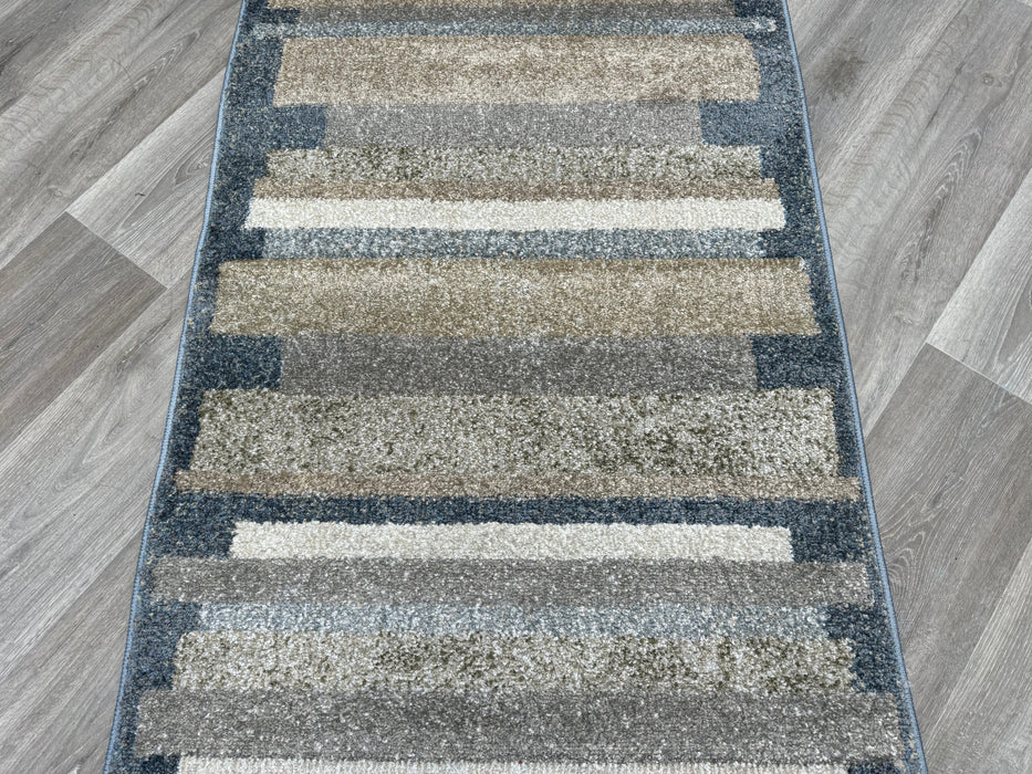 Kimya Collection Modern Striped Rug in Earth and Denim Tones –  HALLWAY RUNNER 80CM X CUT TO ORDER- RUGS DIRECT 