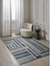 Kimya Collection Modern Geometric Rug in Blue and Gray – Structured Contemporary Design- Rugs Direct 