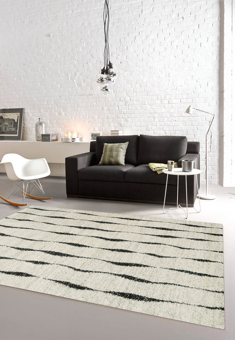 Modern Striped Abstract Mehari Rug Size: 160 x 230cm- Rugs Direct 