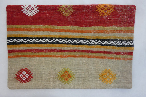 Turkish Hand Made Vintage Kilim Lumbar Pillow Cover (Size: 40 x 60cm)-Rugs Direct