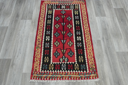 VINTAGE HAND MADE USAK TURKISH KILIM RUG SIZE: 153 x 93CM- Rugs Direct 