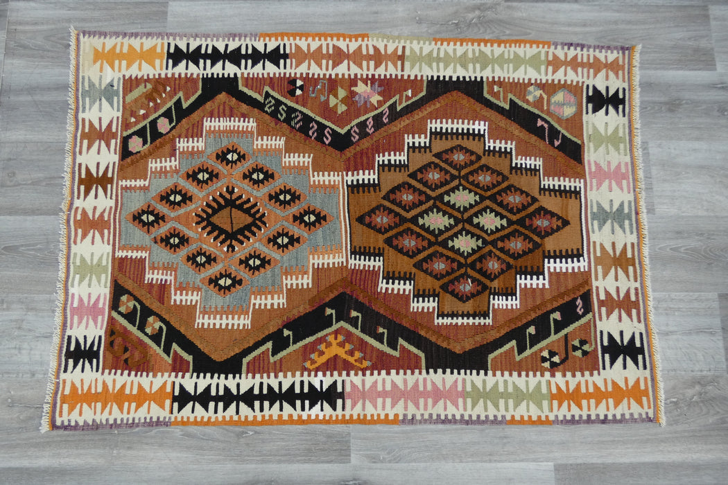 Handmade Fine Turkish Anatolian Kilim Rug Size: 146 x 100cm- Rugs Direct