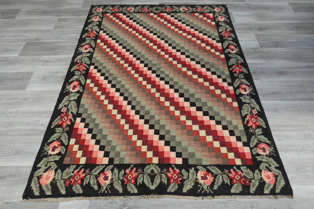 Vintage Moldavian Hand Made Kilim Rug Size: 200 x 155cm- Rugs Direct 