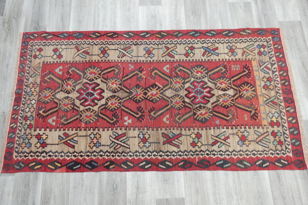 Handmade Fine Turkish Anatolian Kilim Rug Size: 220 x 115cm