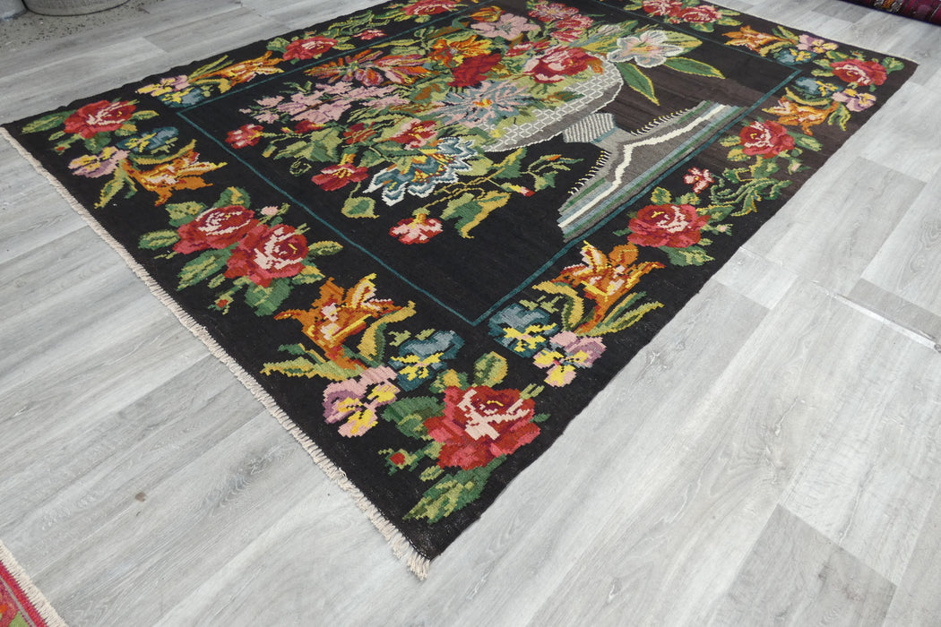 Vintage Moldavian Hand Made Kilim Rug Size: 266 x 190cm- Rugs Direct 