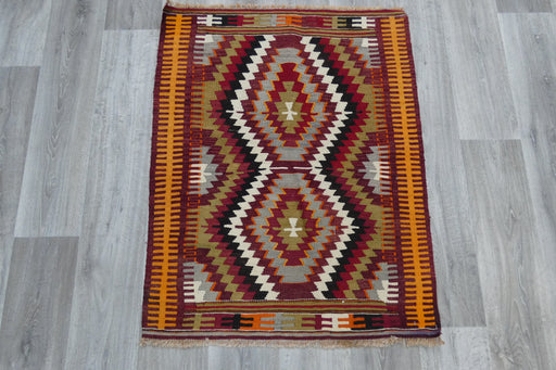 Handmade Fine Turkish Anatolian Kilim Rug Size: 110 x 88cm- Rugs Direct 