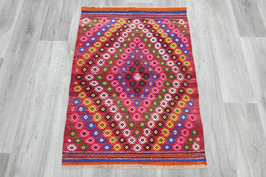 Handmade Fine Turkish Anatolian Kilim Rug Size: 108 x 80cm- Rugs Direct 