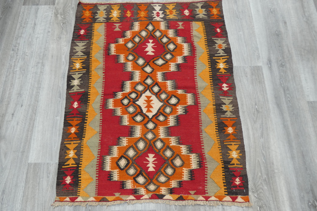 Handmade Fine Turkish Anatolian Kilim Rug Size: 110 x 90cm- Rugs direct 