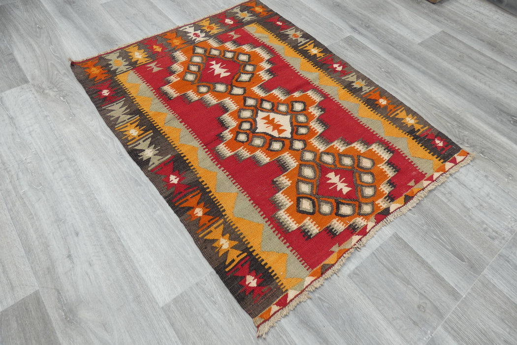 Handmade Fine Turkish Anatolian Kilim Rug Size: 110 x 90cm- Rugs direct 