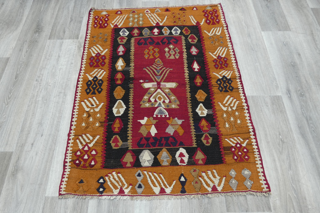 Handmade Fine Turkish Anatolian Kilim Rug Size: 122 x 95cm- Rugs Direct 