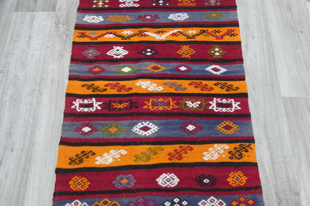 Handmade Fine Turkish Anatolian Kilim Rug Size: 144 x 76cm- Rugs Direct 