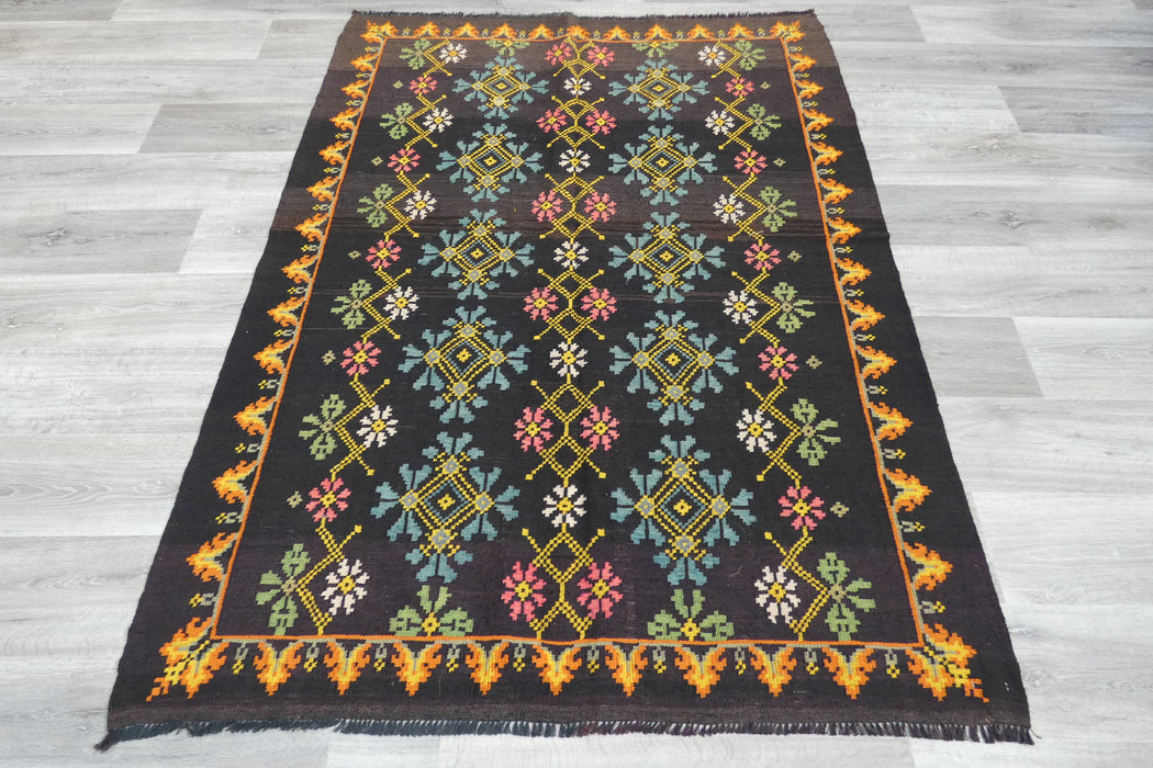 Vintage Moldavian Hand Made Kilim Rug  Size: 188 x 141cm- Rugs Direct 