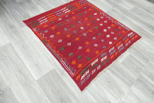 Handmade Turkish Kilim Rug  Square Size: 118 x 110cm- Rugs Direct 