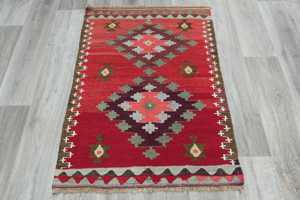 Handmade Fine Turkish Anatolian Kilim Rug Size: 112 x 84cm- Rugs Direct