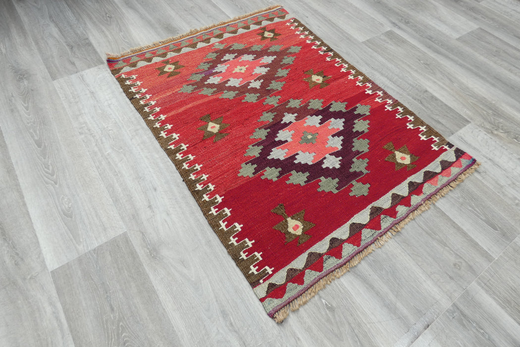 Handmade Fine Turkish Anatolian Kilim Rug Size: 112 x 84cm- Rugs Direct