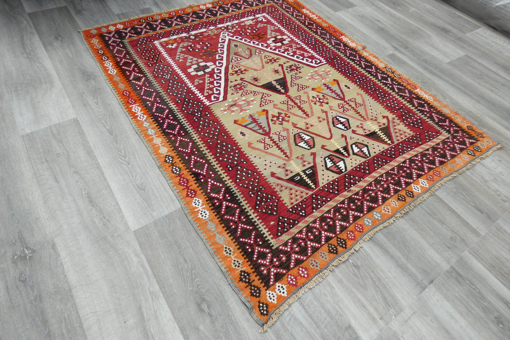 Handmade Fine Turkish Anatolian Kilim Rug Size: 160 x 134cm- Rug Direct 