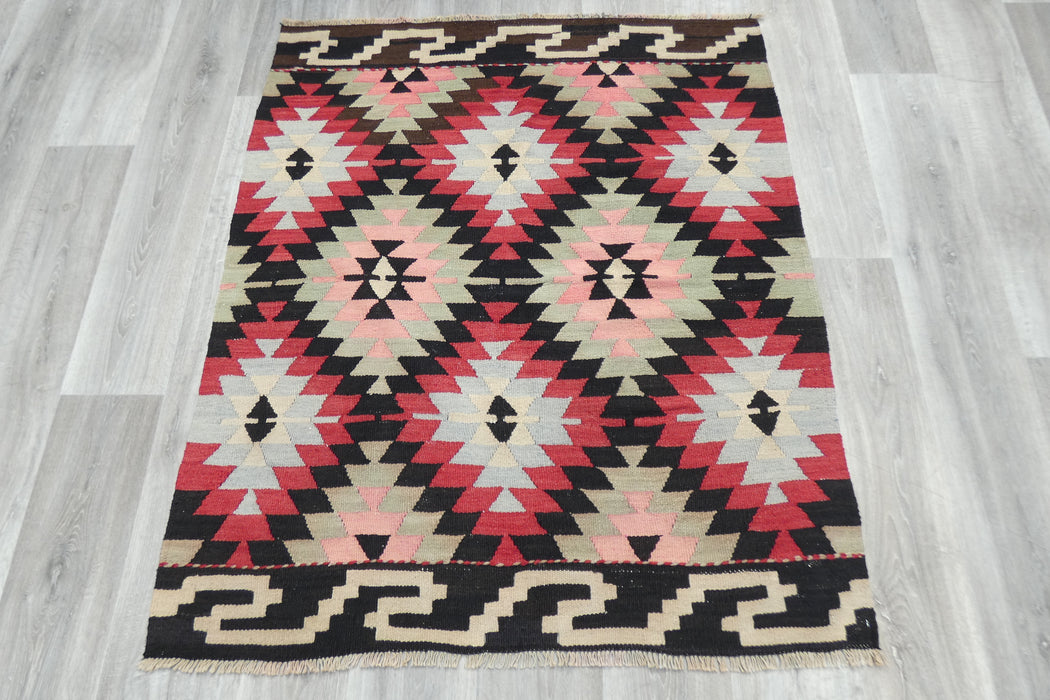 Handmade Fine Turkish Anatolian Kilim Rug Size: 138 x 118cm- Rugs Direct 