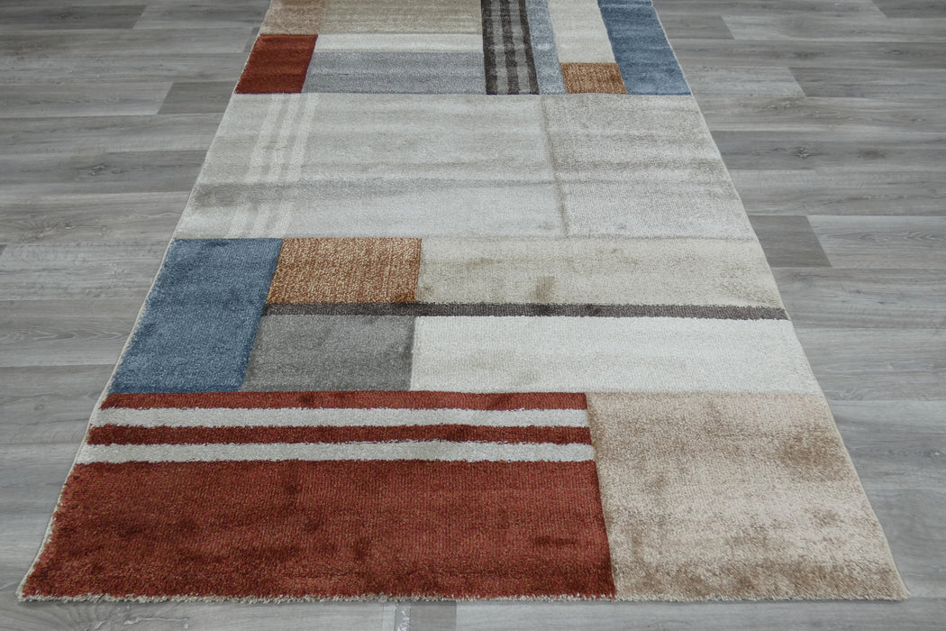 Kimya Collection Modern Block Pattern Rug in Warm Earth Tones – Contemporary Geometric Design-Rugs Direct 