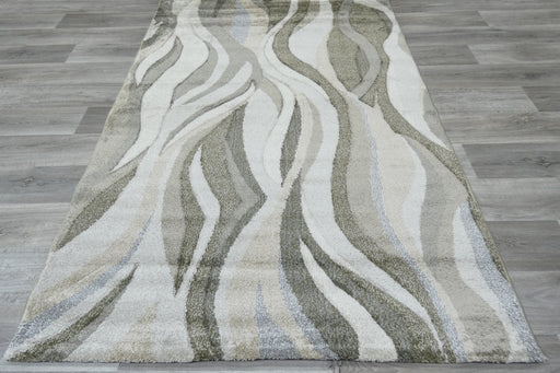 Kimya Collection Flowing Abstract Rug in Earthy Green and Beige – Organic Contemporary Design-Rugs Direct 