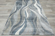 Kimya Collection Abstract Wave Rug in Navy and Neutral Tones – Fluid Contemporary Design-Rugs Direct 