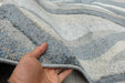 Kimya Collection Abstract Wave Rug in Navy and Neutral Tones – Fluid Contemporary Design-Rugs Direct 