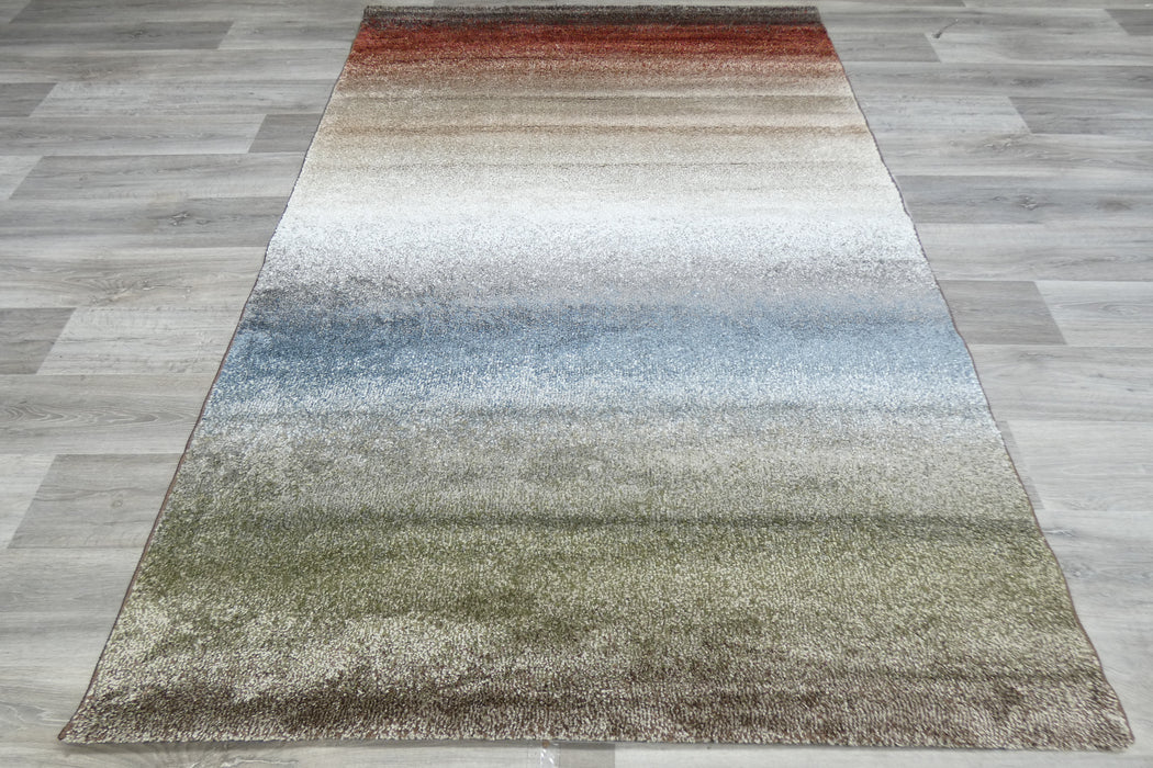 Kimya Collection Gradient Earth Tone Rug with Warm Rust and Soft Green Hues – Modern Ombre Design- Rugs Direct 