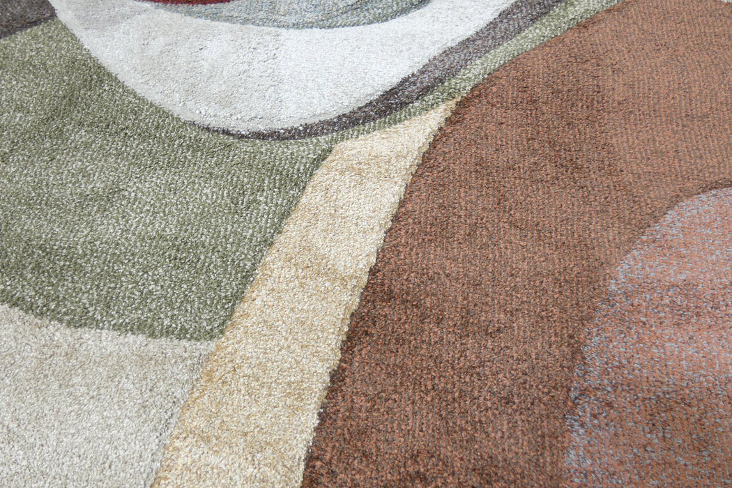 Kimya Collection Retro Wave Rug in Earthy Tones – Bold and Flowing Design- Rugs Direct 