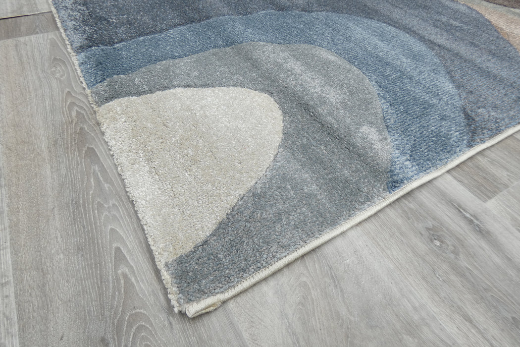 Kimya Collection Abstract Wave Pattern Rug in Blue and Neutral Tones – Contemporary Flow Design- Rugs Direct 